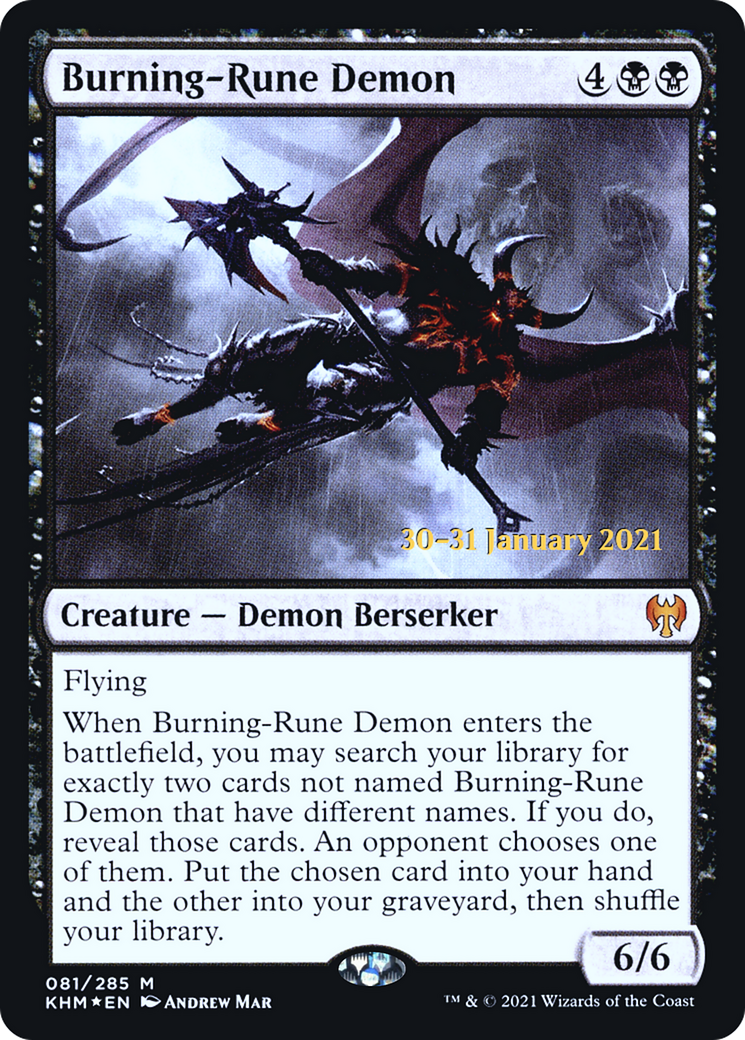 Burning-Rune Demon (PKHM-81S) - Kaldheim Promos Foil - Premium MTG Single from Wizards of the Coast - Just $2.11! Shop now at Game Crave Tournament Store