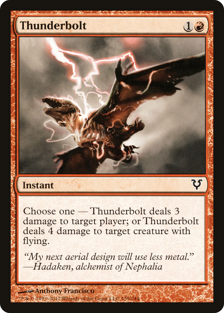 Thunderbolt (AVR-159) - Avacyn Restored Foil - Premium MTG Single from Wizards of the Coast - Just $0.25! Shop now at Game Crave Tournament Store