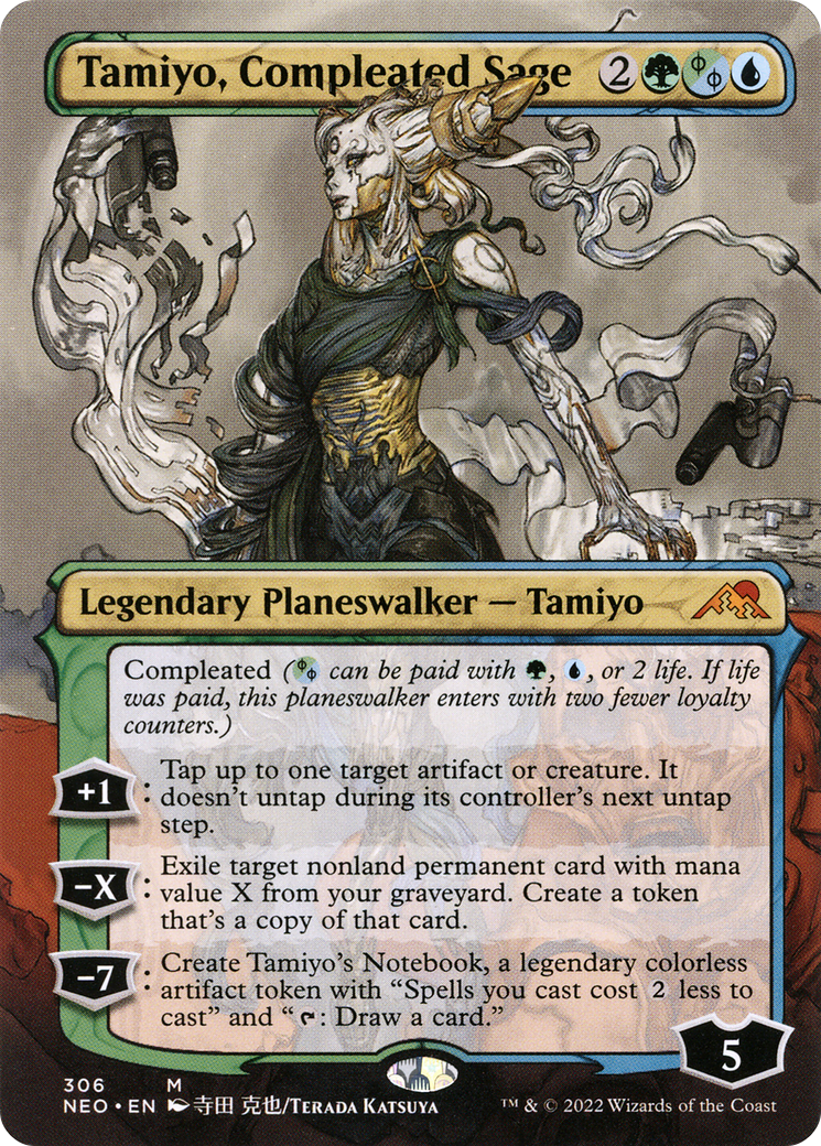 Tamiyo, Compleated Sage (NEO-306) - Kamigawa: Neon Dynasty (Borderless) Foil - Premium MTG Single from Wizards of the Coast - Just $1.97! Shop now at Game Crave Tournament Store