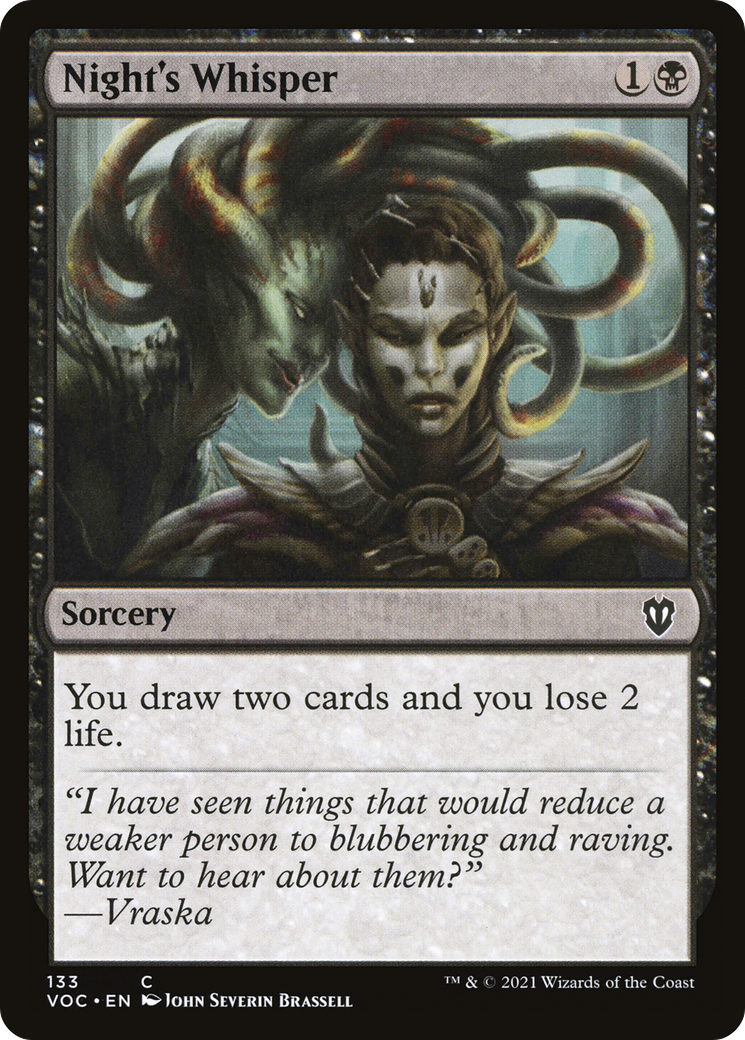 Night's Whisper (VOC-133) - Crimson Vow Commander - Premium MTG Single from Wizards of the Coast - Just $1.50! Shop now at Game Crave Tournament Store
