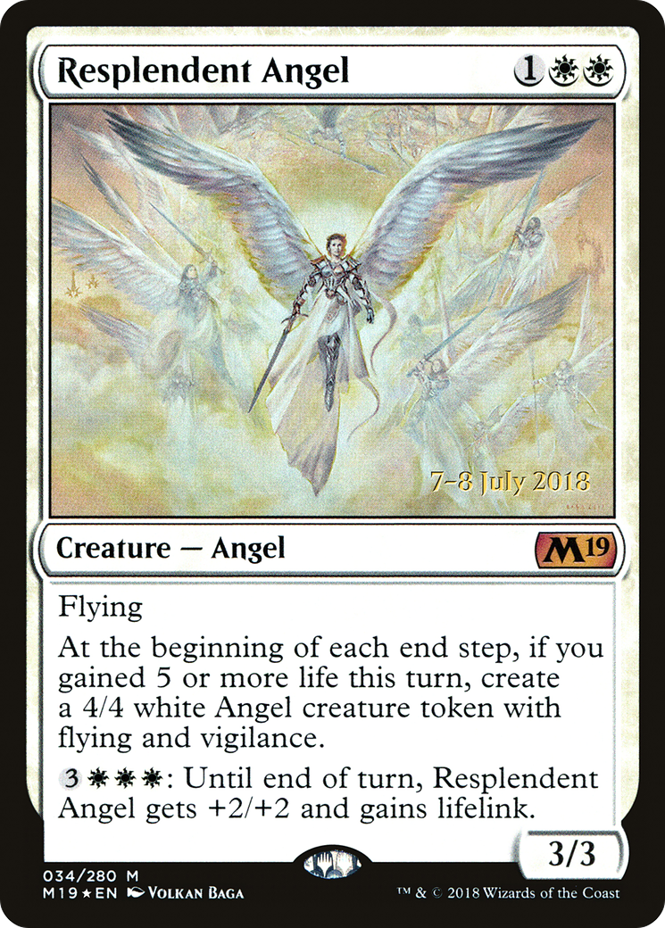 Resplendent Angel (PM19-34S) - Core Set 2019 Promos Foil - Premium MTG Single from Wizards of the Coast - Just $3.48! Shop now at Game Crave Tournament Store