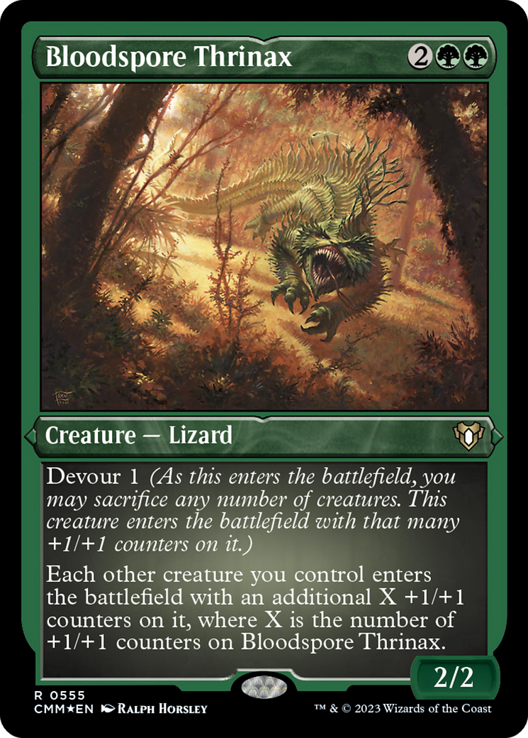 Bloodspore Thrinax (CMM-555) - Commander Masters Etched Foil - Premium MTG Single from Wizards of the Coast - Just $0.27! Shop now at Game Crave Tournament Store