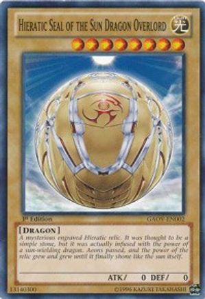 Hieratic Seal of the Sun Dragon Overlord (GAOV-EN002) - Galactic Overlord Unlimited - Premium Yugioh Single from Konami - Just $0.25! Shop now at Game Crave Tournament Store