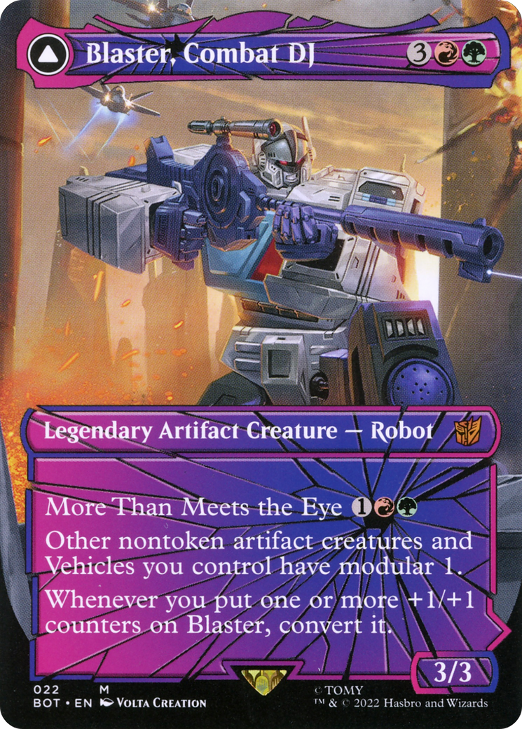 Blaster, Combat DJ // Blaster, Morale Booster (BOT-022) - Transformers: (convertdfc, shatteredglass) (Borderless) Foil - Premium MTG Single from Wizards of the Coast - Just $56.79! Shop now at Game Crave Tournament Store
