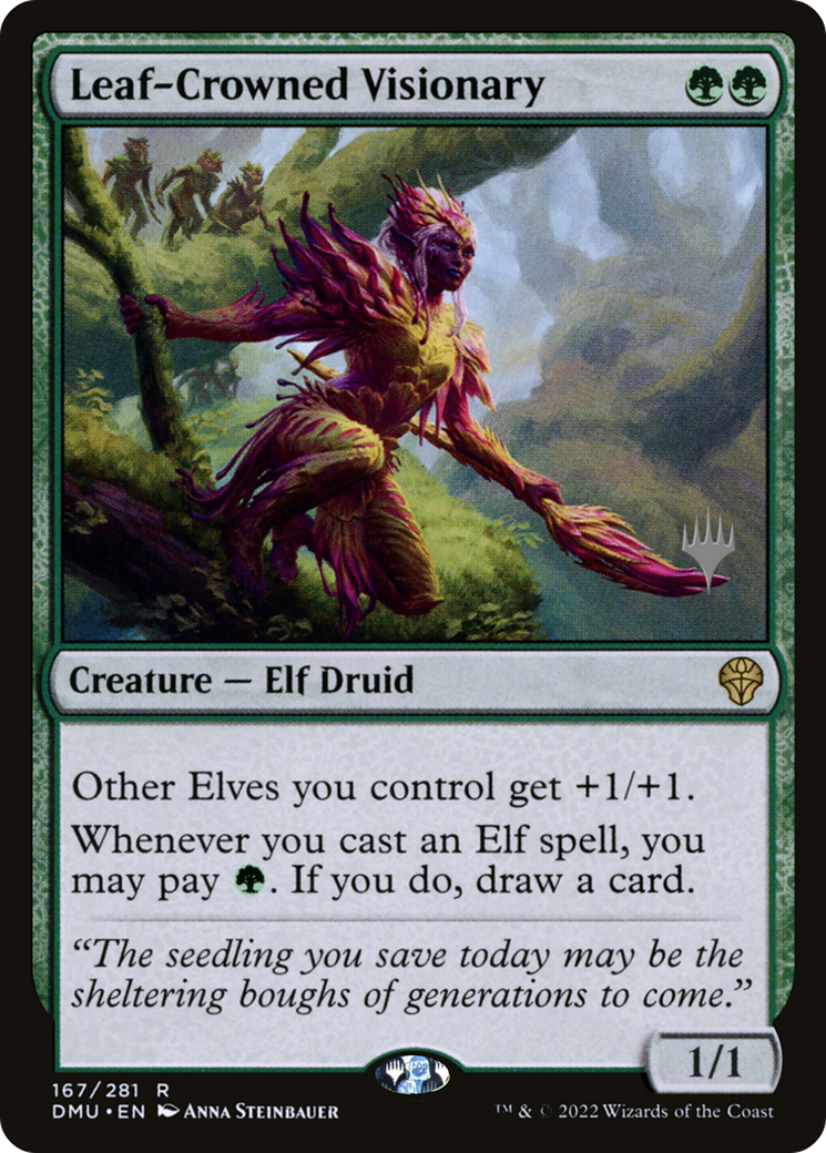 Leaf-Crowned Visionary (PDMU-167P) - Dominaria United Promos - Premium MTG Single from Wizards of the Coast - Just $2.37! Shop now at Game Crave Tournament Store