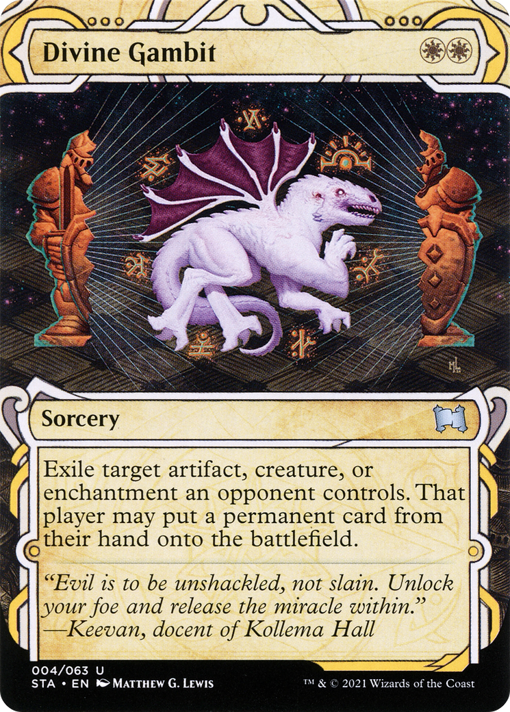 Divine Gambit (STA-004) - Strixhaven Mystical Archive: (Showcase) (Borderless) - Premium MTG Single from Wizards of the Coast - Just $0.08! Shop now at Game Crave Tournament Store