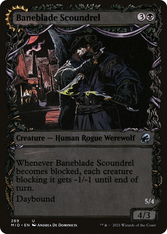 Baneblade Scoundrel // Baneclaw Marauder (MID-289) - Innistrad: Midnight Hunt: (Showcase, Double Faced Transform) Foil - Premium MTG Single from Wizards of the Coast - Just $0.08! Shop now at Game Crave Tournament Store