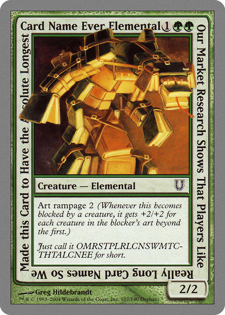 Our Market Research Shows That Players Like Really Long Card Names So We Made this Card to Have the Absolute Longest Card Name Ever Elemental (UNH-107) - Unhinged - Premium MTG Single from Wizards of the Coast - Just $0.08! Shop now at Game Crave Tournament Store