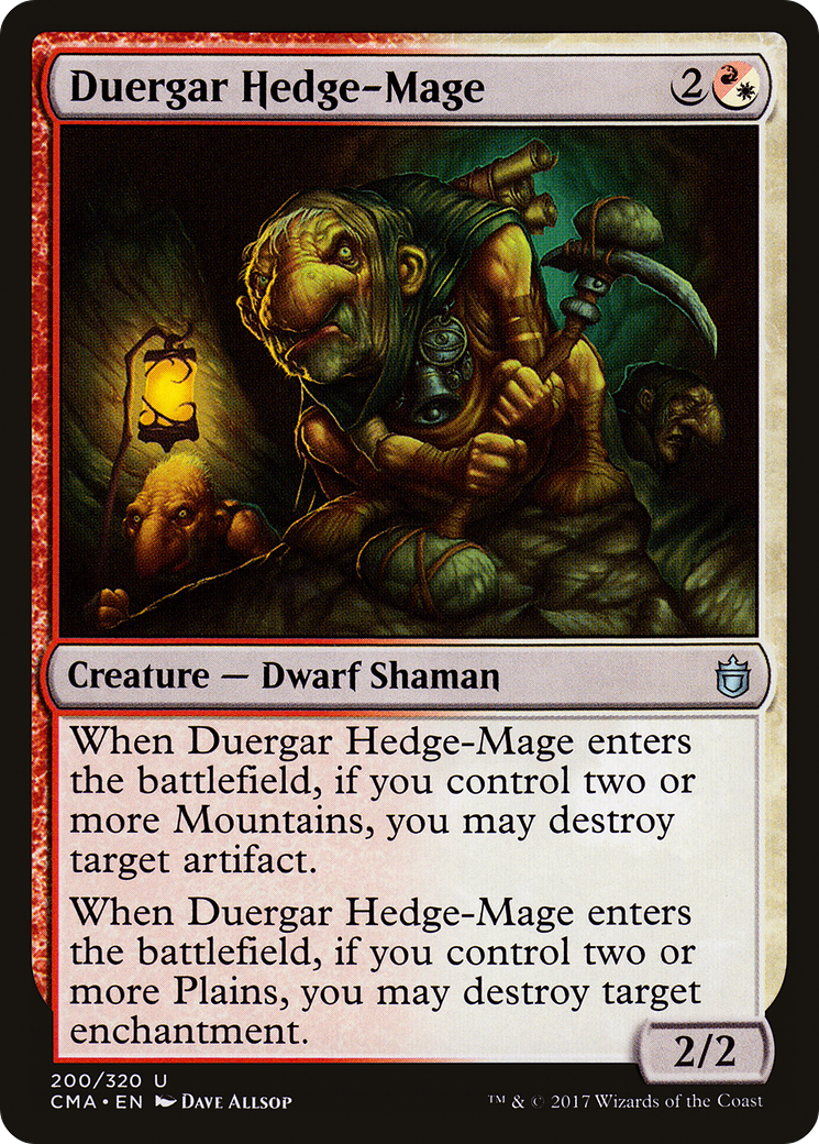 Duergar Hedge-Mage (CMA-200) - Commander Anthology - Premium MTG Single from Wizards of the Coast - Just $0.11! Shop now at Game Crave Tournament Store