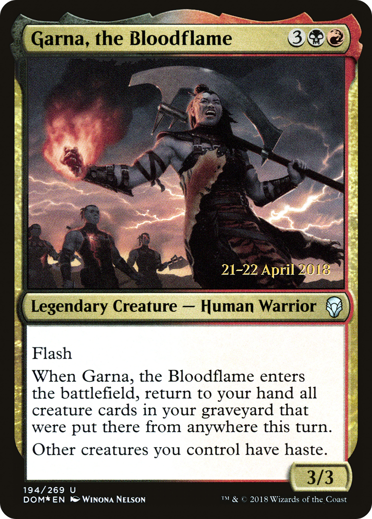Garna, the Bloodflame (PDOM-194S) - Dominaria Promos Foil - Premium MTG Single from Wizards of the Coast - Just $0.46! Shop now at Game Crave Tournament Store
