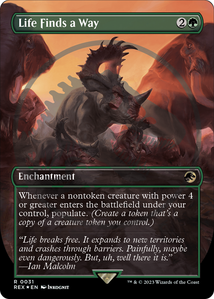 Life Finds a Way (REX-031) - Jurassic World Collection (Borderless) Foil - Premium MTG Single from Wizards of the Coast - Just $22.60! Shop now at Game Crave Tournament Store