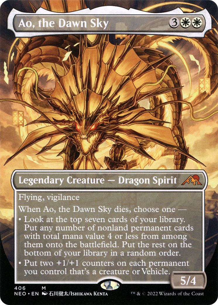 Ao, the Dawn Sky (NEO-406) - Kamigawa: Neon Dynasty (Borderless) - Premium MTG Single from Wizards of the Coast - Just $1.22! Shop now at Game Crave Tournament Store