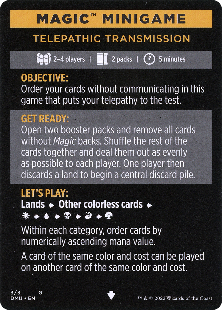 Telepathic Transmission // Telepathic Transmission (cont'd) (MDMU-003) - Dominaria United Minigames - Premium MTG Single from Wizards of the Coast - Just $0! Shop now at Game Crave Tournament Store