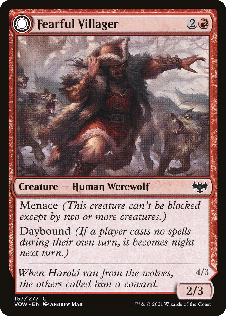 Fearful Villager // Fearsome Werewolf (VOW-157) - Innistrad: Crimson Vow: (Double Faced Transform) - Premium MTG Single from Wizards of the Coast - Just $0.25! Shop now at Game Crave Tournament Store