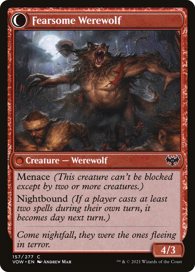 Fearful Villager // Fearsome Werewolf (VOW-157) - Innistrad: Crimson Vow: (Double Faced Transform) - Premium MTG Single from Wizards of the Coast - Just $0.25! Shop now at Game Crave Tournament Store