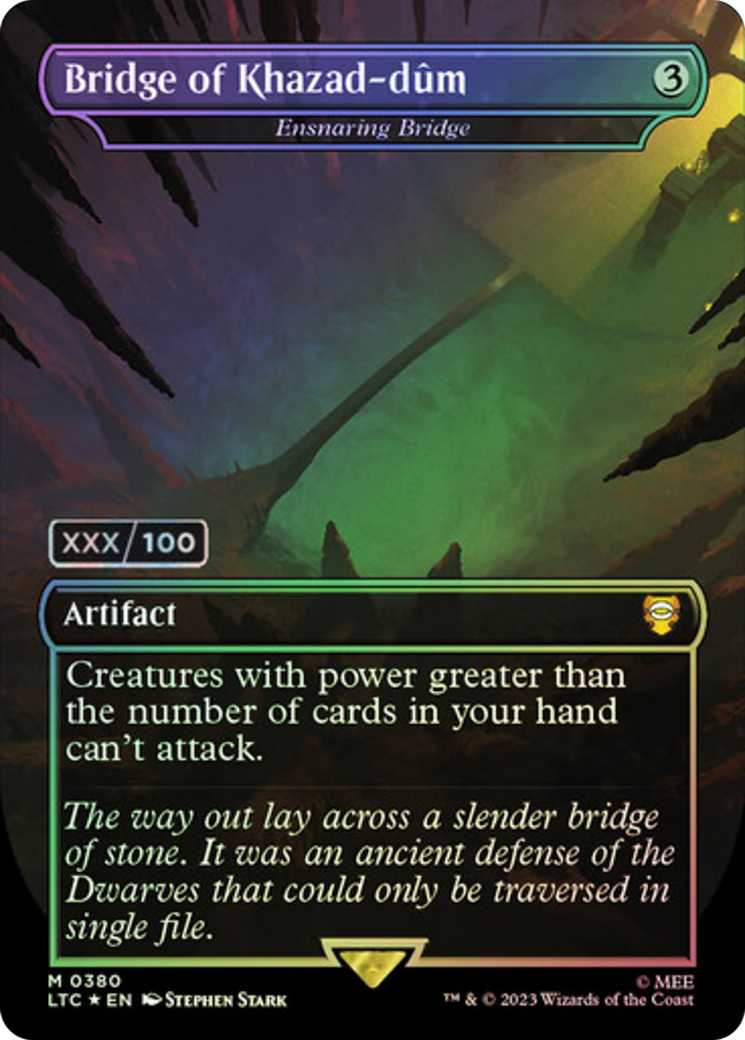 Ensnaring Bridge (LTC-380Z) - Tales of Middle-earth Commander / Bridge of Khazad-dûm (Borderless) Foil - Premium MTG Single from Wizards of the Coast - Just $211.20! Shop now at Game Crave Tournament Store