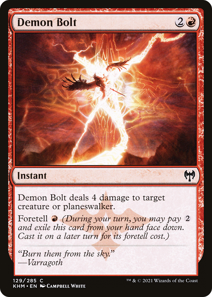 Demon Bolt (KHM-129) - Kaldheim Foil - Premium MTG Single from Wizards of the Coast - Just $0.08! Shop now at Game Crave Tournament Store