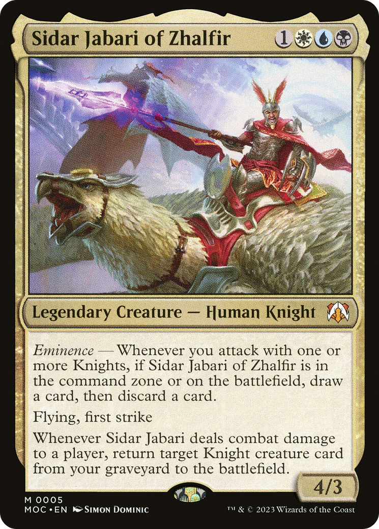 Sidar Jabari of Zhalfir (MOC-005) - March of the Machine Commander - Premium MTG Single from Wizards of the Coast - Just $0.08! Shop now at Game Crave Tournament Store