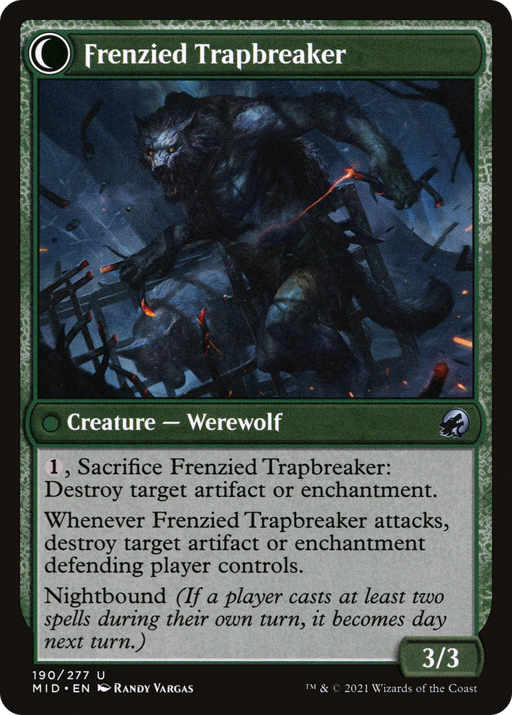 Outland Liberator // Frenzied Trapbreaker (MID-190) - Innistrad: Midnight Hunt: (Double Faced Transform) Foil - Premium MTG Single from Wizards of the Coast - Just $0.08! Shop now at Game Crave Tournament Store