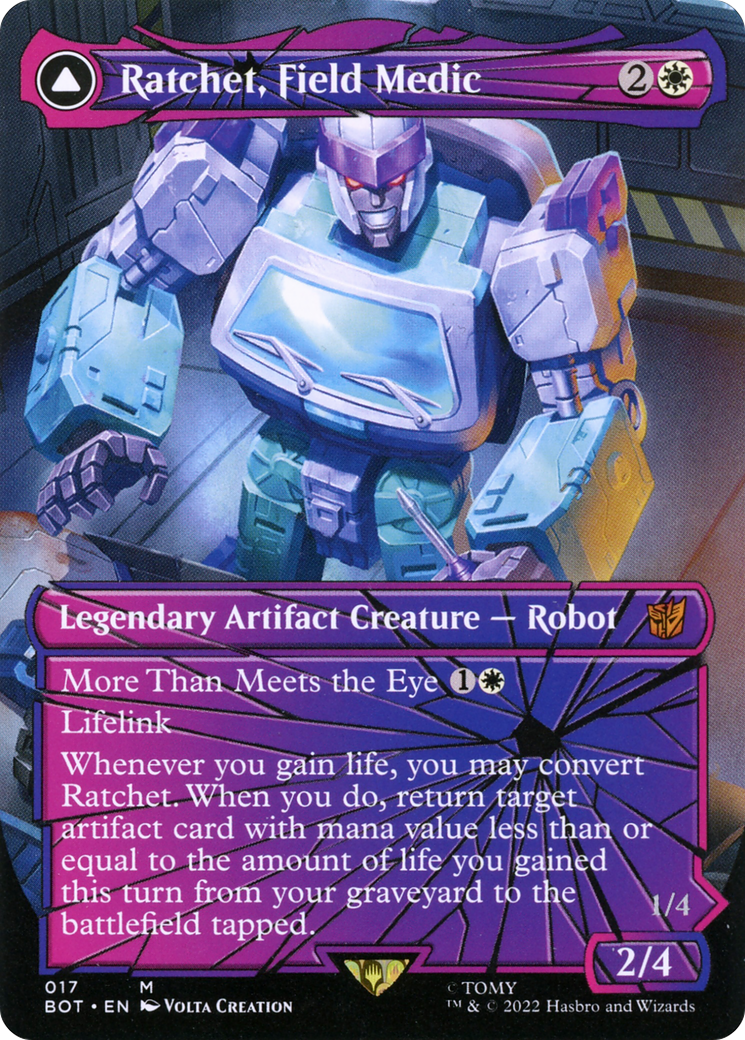 Ratchet, Field Medic // Ratchet, Rescue Racer (BOT-017) - Transformers: (convertdfc, shatteredglass) (Borderless) - Premium MTG Single from Wizards of the Coast - Just $4.42! Shop now at Game Crave Tournament Store