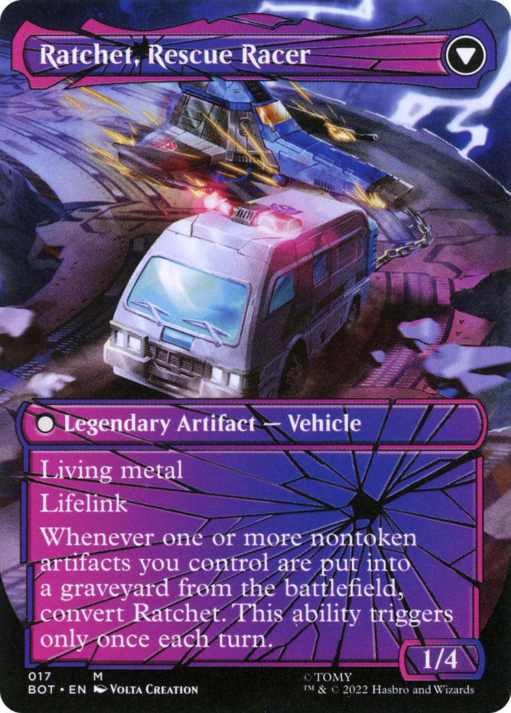 Ratchet, Field Medic // Ratchet, Rescue Racer (BOT-017) - Transformers: (convertdfc, shatteredglass) (Borderless) Foil - Premium MTG Single from Wizards of the Coast - Just $54.63! Shop now at Game Crave Tournament Store