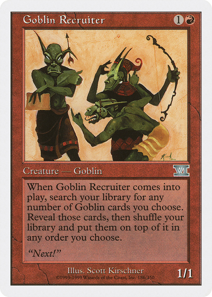 Goblin Recruiter (6ED-186) - Classic Sixth Edition - Premium MTG Single from Wizards of the Coast - Just $1.47! Shop now at Game Crave Tournament Store