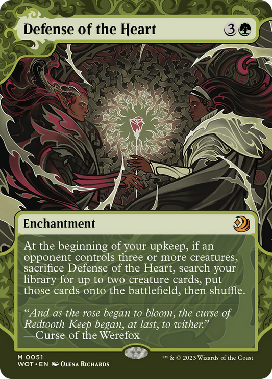 Defense of the Heart (WOT-051) - Wilds of Eldraine: Enchanting Tales: (Showcase) (Borderless) - Premium MTG Single from Wizards of the Coast - Just $2.84! Shop now at Game Crave Tournament Store