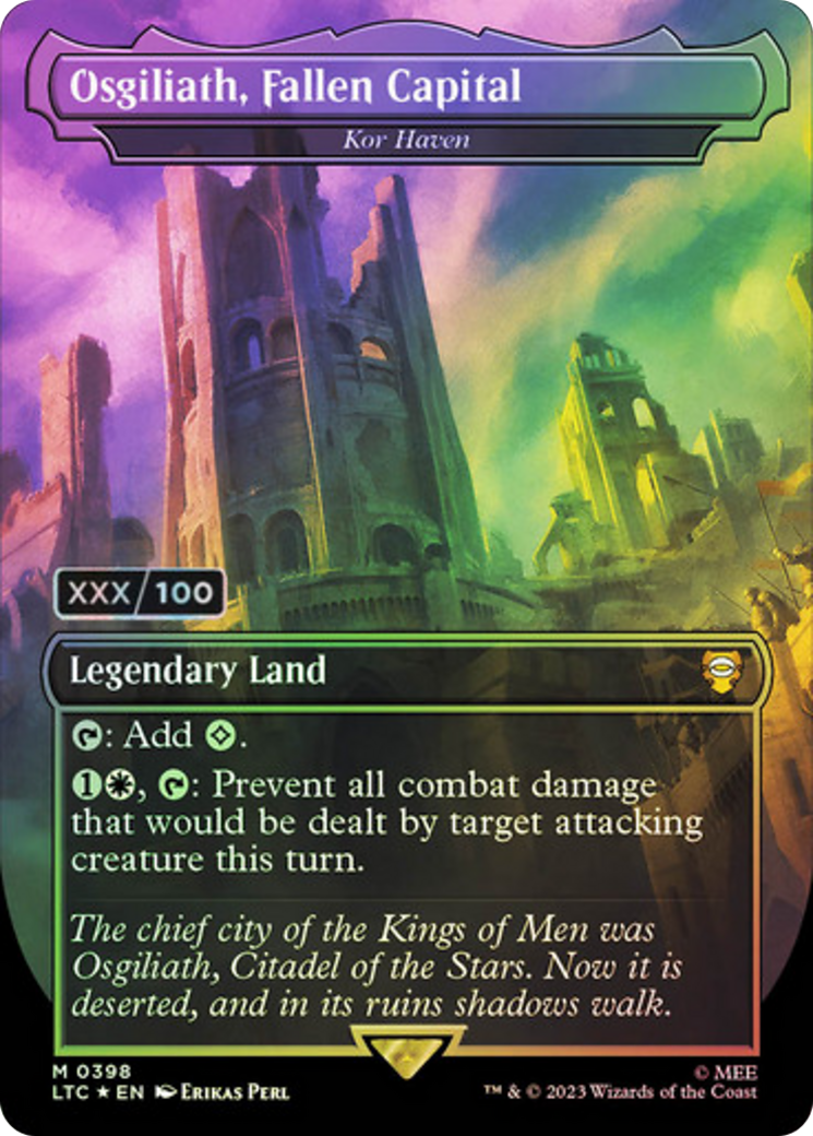 Kor Haven (LTC-398Z) - Tales of Middle-earth Commander / Osgiliath, Fallen Capital (Borderless) Foil - Premium MTG Single from Wizards of the Coast - Just $480! Shop now at Game Crave Tournament Store