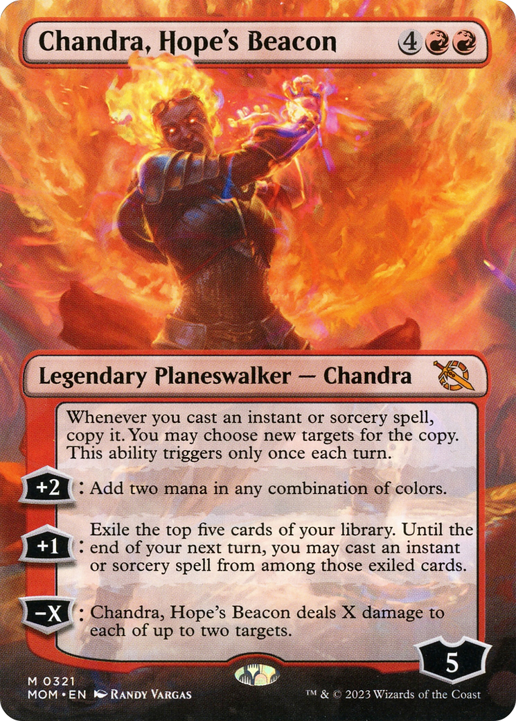 Chandra, Hope's Beacon (MOM-321) - March of the Machine (Borderless) - Premium MTG Single from Wizards of the Coast - Just $0.74! Shop now at Game Crave Tournament Store