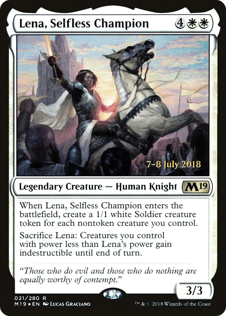 Lena, Selfless Champion (PM19-21S) - Core Set 2019 Promos Foil - Premium MTG Single from Wizards of the Coast - Just $0.66! Shop now at Game Crave Tournament Store