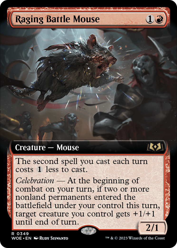 Raging Battle Mouse (WOE-349) - Wilds of Eldraine: (Extended Art) Foil - Premium MTG Single from Wizards of the Coast - Just $0.10! Shop now at Game Crave Tournament Store