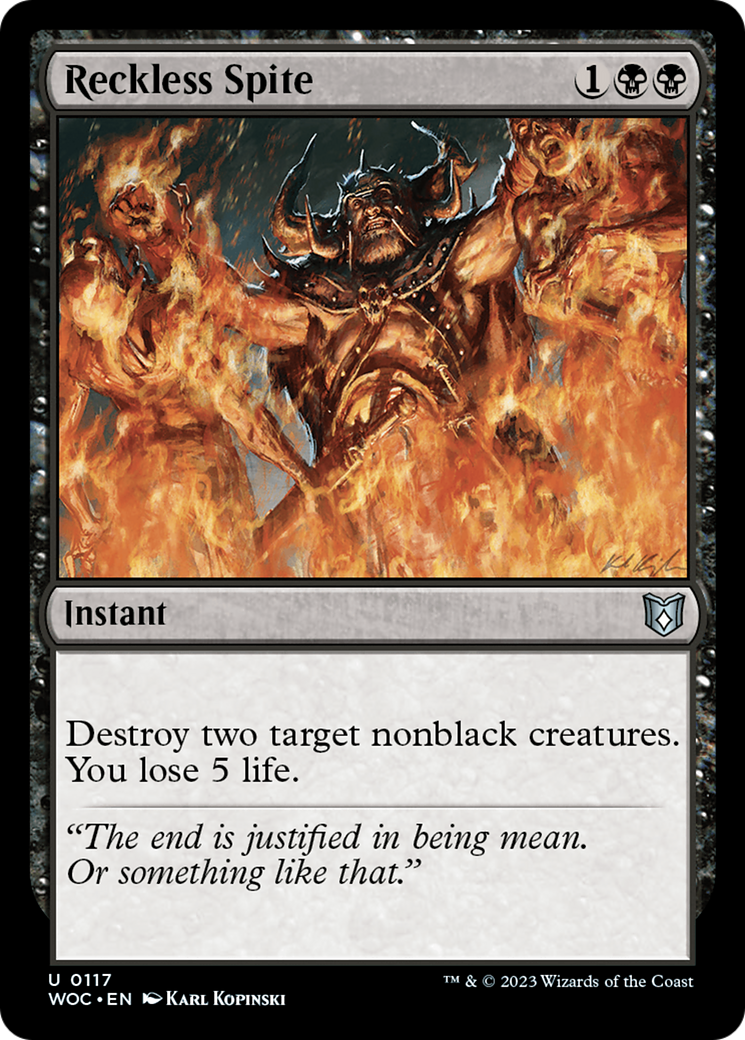Reckless Spite (WOC-117) - Wilds of Eldraine Commander - Premium MTG Single from Wizards of the Coast - Just $0.08! Shop now at Game Crave Tournament Store