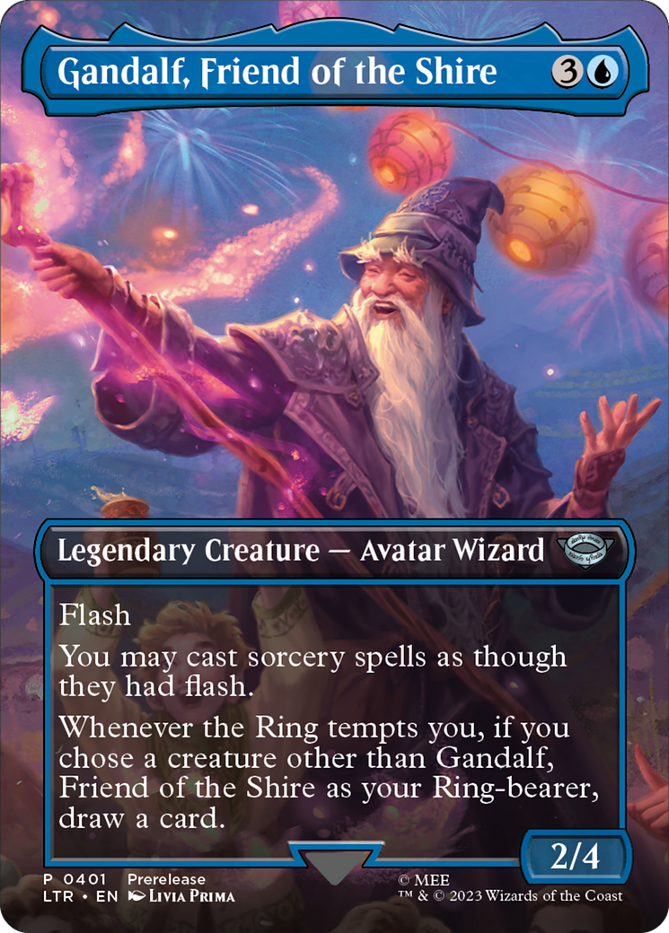 Gandalf, Friend of the Shire (LTR-401) - The Lord of the Rings: Tales of Middle-earth (Borderless) Foil - Premium MTG Single from Wizards of the Coast - Just $1.24! Shop now at Game Crave Tournament Store