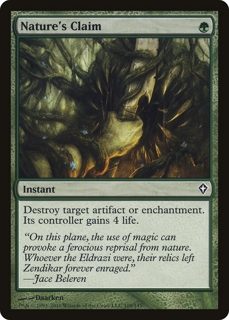 Nature's Claim (WWK-108) - Worldwake Foil - Premium MTG Single from Wizards of the Coast - Just $3.13! Shop now at Game Crave Tournament Store