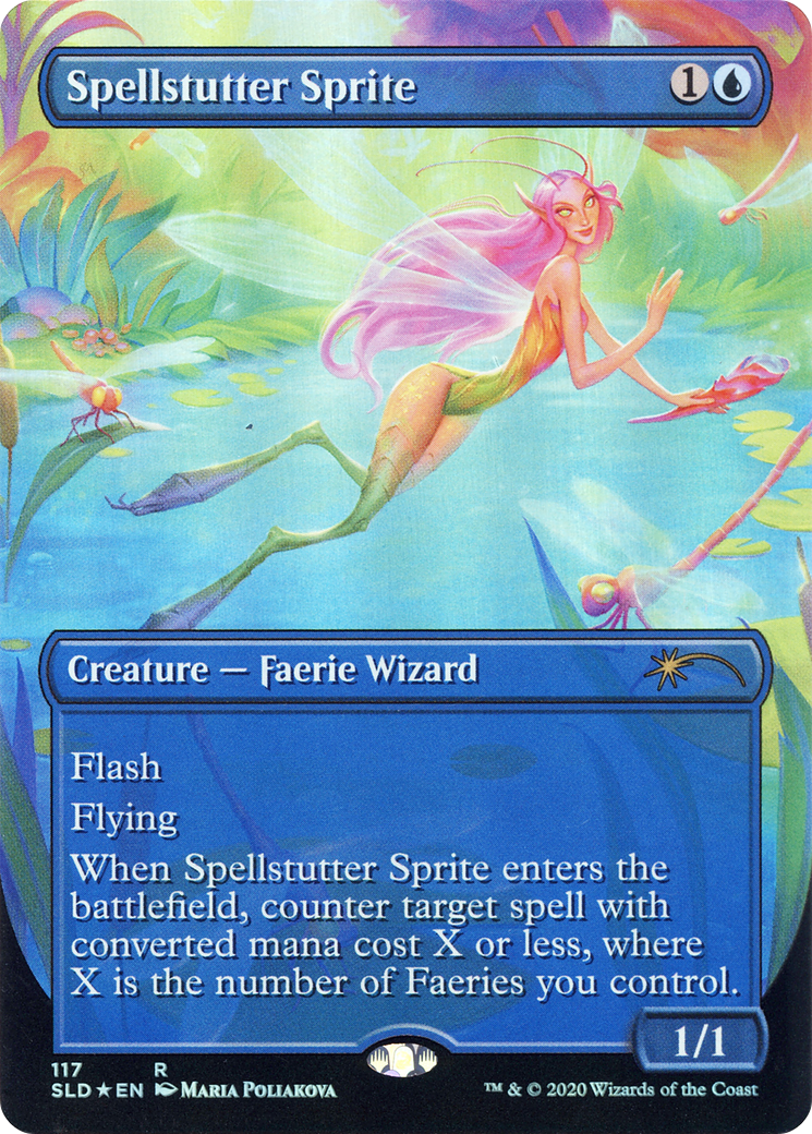 Spellstutter Sprite (SLD-117) - Secret Lair Drop (Borderless) Foil - Premium MTG Single from Wizards of the Coast - Just $3.80! Shop now at Game Crave Tournament Store