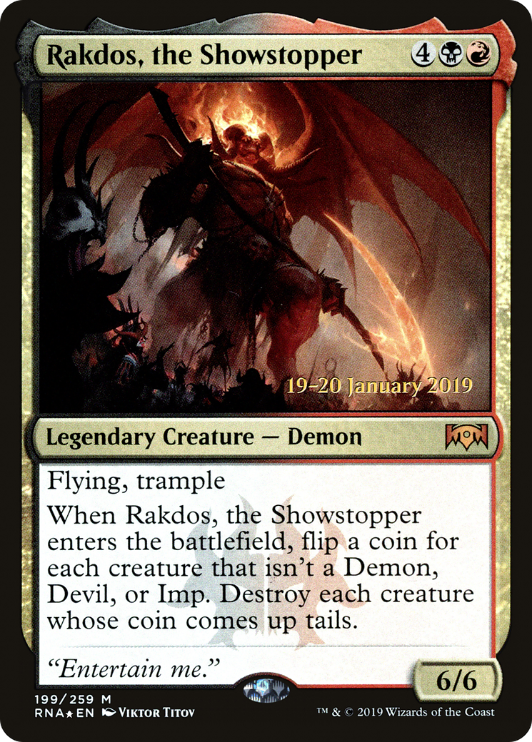 Rakdos, the Showstopper (PRNA-199S) - Ravnica Allegiance Promos Foil - Premium MTG Single from Wizards of the Coast - Just $1.59! Shop now at Game Crave Tournament Store
