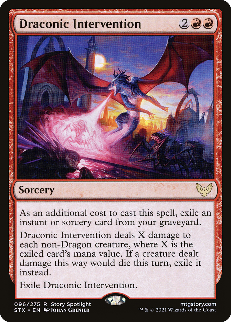 Draconic Intervention (STX-096) - Strixhaven: School of Mages Foil - Premium MTG Single from Wizards of the Coast - Just $0.25! Shop now at Game Crave Tournament Store