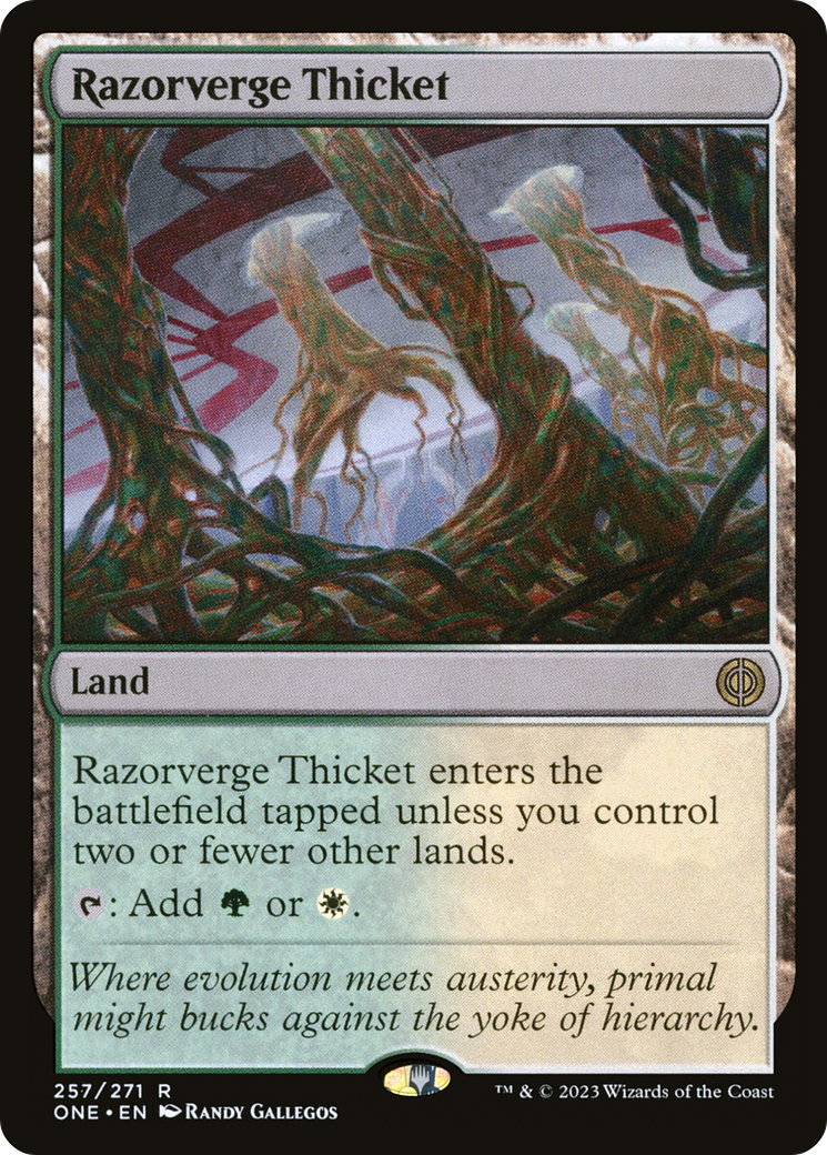 Razorverge Thicket (ONE-257) - Phyrexia: All Will Be One - Premium MTG Single from Wizards of the Coast - Just $0.24! Shop now at Game Crave Tournament Store