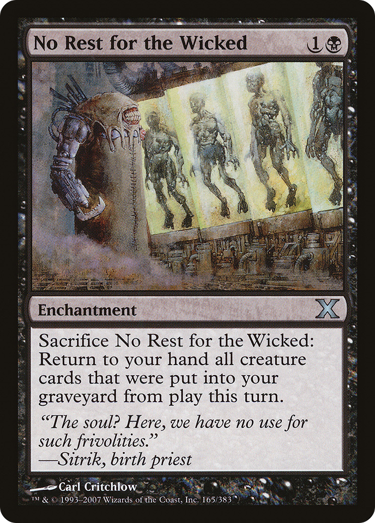 No Rest for the Wicked (10E-165) - Tenth Edition - Premium MTG Single from Wizards of the Coast - Just $0.10! Shop now at Game Crave Tournament Store
