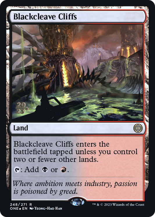 Blackcleave Cliffs (PONE-248S) - Phyrexia: All Will Be One Promos Foil - Premium MTG Single from Wizards of the Coast - Just $0.67! Shop now at Game Crave Tournament Store
