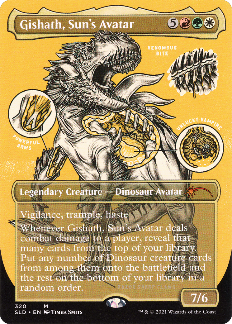 Gishath, Sun's Avatar (SLD-320) - Secret Lair Drop (Borderless) Etched Foil - Premium MTG Single from Wizards of the Coast - Just $7.96! Shop now at Game Crave Tournament Store