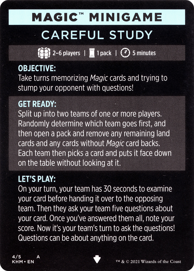 Careful Study (minigame) // Careful Study (cont'd) (MKHM-004) - Kaldheim Minigames - Premium MTG Single from Wizards of the Coast - Just $0! Shop now at Game Crave Tournament Store