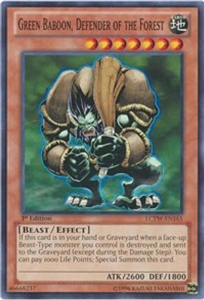 Green Baboon, Defender of the Forest (LCYW-EN165) - Legendary Collection 3: Yugi's World Unlimited - Premium Yugioh Single from Konami - Just $0.25! Shop now at Game Crave Tournament Store