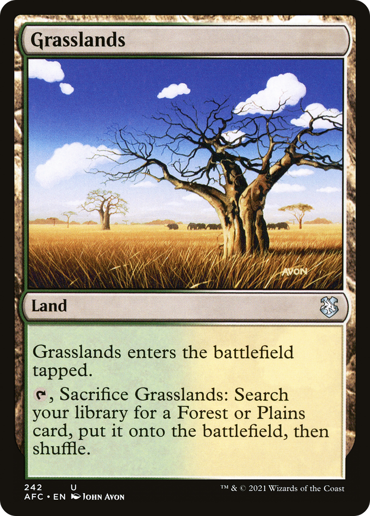 Grasslands (AFC-242) - Forgotten Realms Commander - Premium MTG Single from Wizards of the Coast - Just $0.25! Shop now at Game Crave Tournament Store