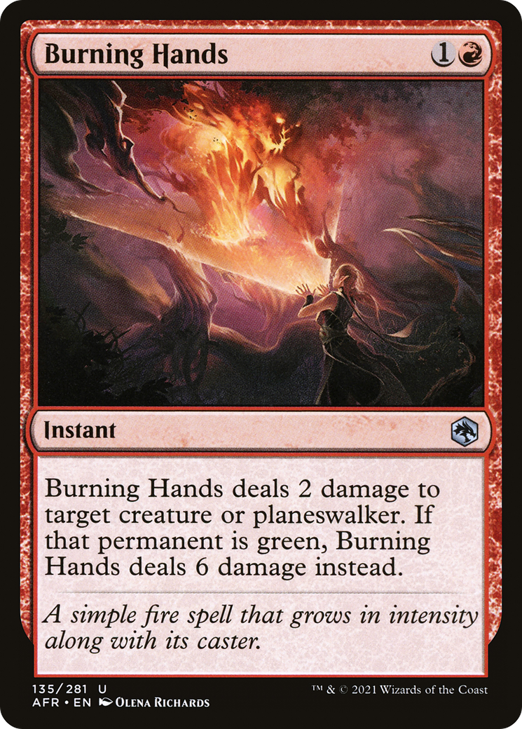 Burning Hands (AFR-135) - Adventures in the Forgotten Realms Foil - Premium MTG Single from Wizards of the Coast - Just $0.25! Shop now at Game Crave Tournament Store