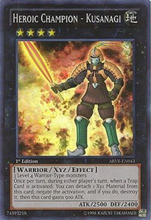 Heroic Champion - Kusanagi (ABYR-EN043) - Abyss Rising 1st Edition - Premium Yugioh Single from Konami - Just $1.59! Shop now at Game Crave Tournament Store