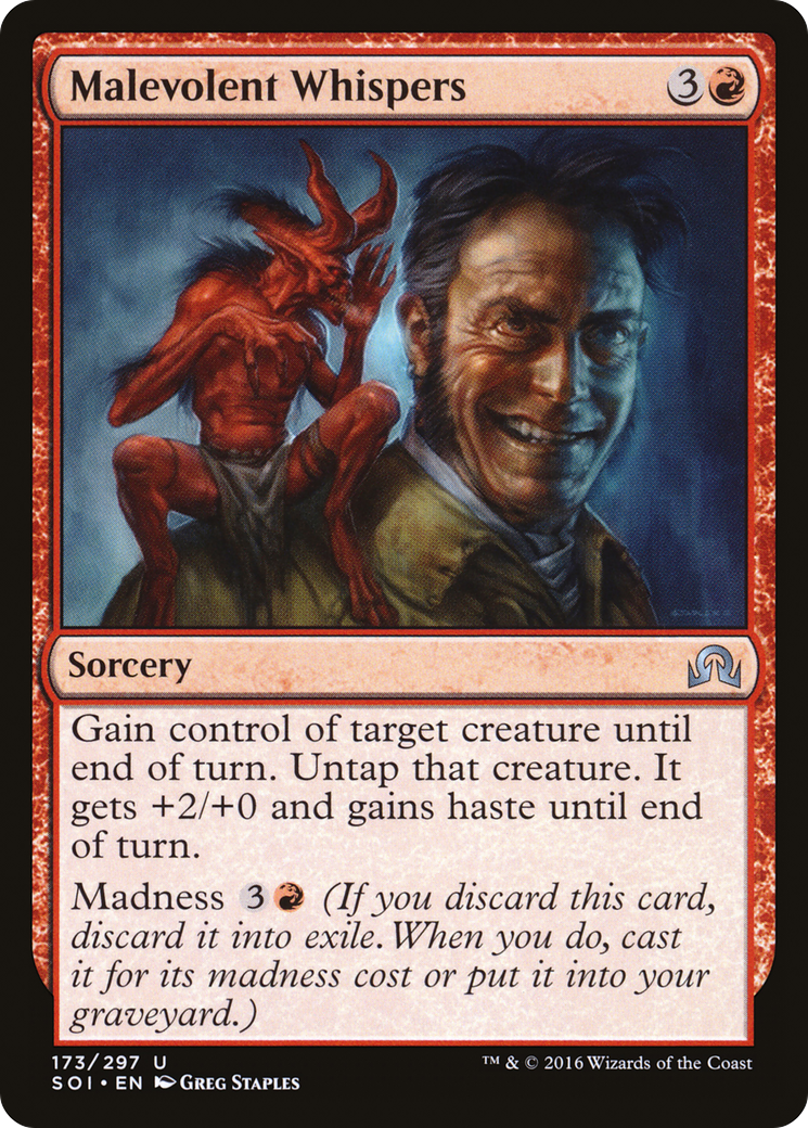 Malevolent Whispers (SOI-173) - Shadows over Innistrad Foil - Premium MTG Single from Wizards of the Coast - Just $0.08! Shop now at Game Crave Tournament Store