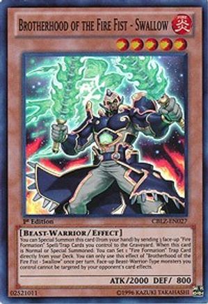 Brotherhood of the Fire Fist - Swallow (CBLZ-EN027) - Cosmo Blazer Unlimited - Premium Yugioh Single from Konami - Just $0.42! Shop now at Game Crave Tournament Store