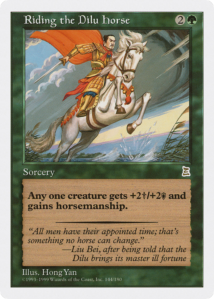 Riding the Dilu Horse (PTK-144) - Portal Three Kingdoms - Premium MTG Single from Wizards of the Coast - Just $64.80! Shop now at Game Crave Tournament Store