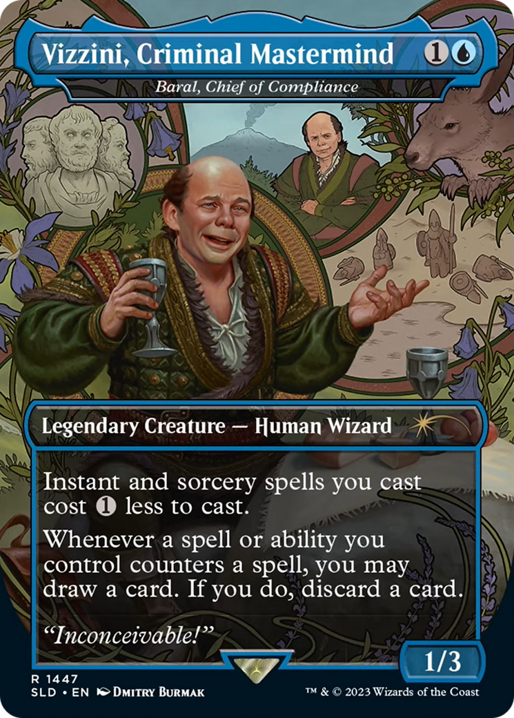 Baral, Chief of Compliance (SLD-1447) - Secret Lair Drop / Vizzini, Criminal Mastermind (Borderless) - Premium MTG Single from Wizards of the Coast - Just $2.24! Shop now at Game Crave Tournament Store